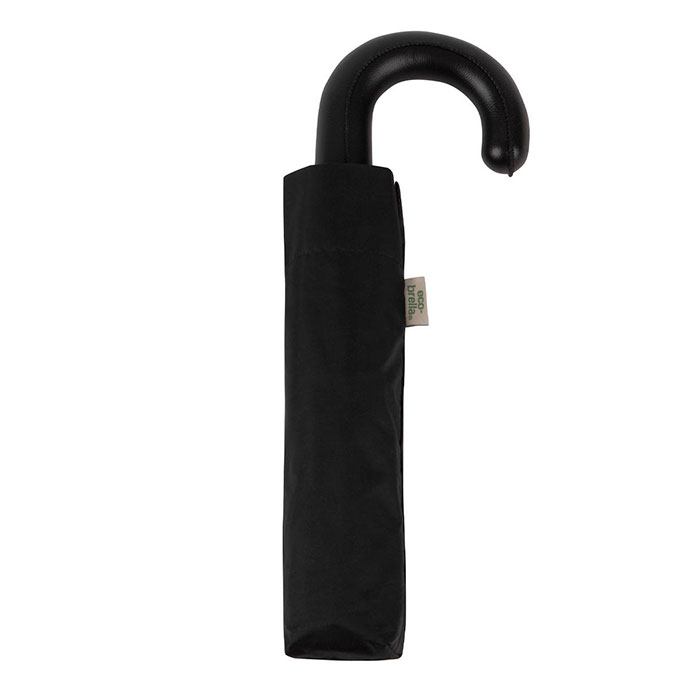 totes ECO-BRELLA® Manual Leatherette Crook Umbrella Black (3 Section) Extra Image 2
